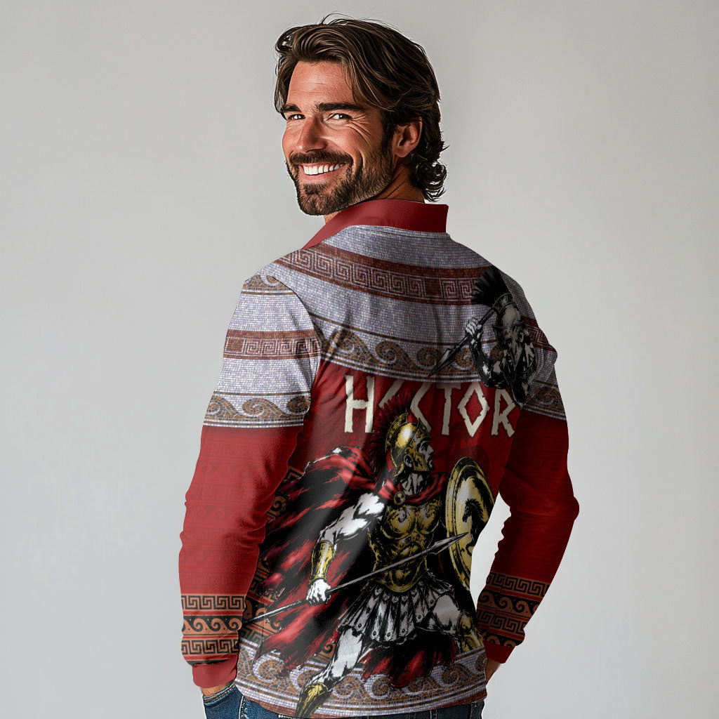 Hector Prince Of Troy Long Sleeve Polo Shirt Ancient Greek Mythology Trojan Warrior