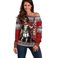 Hector Prince Of Troy Off Shoulder Sweater Ancient Greek Mythology Trojan Warrior