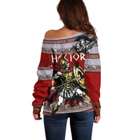 Hector Prince Of Troy Off Shoulder Sweater Ancient Greek Mythology Trojan Warrior
