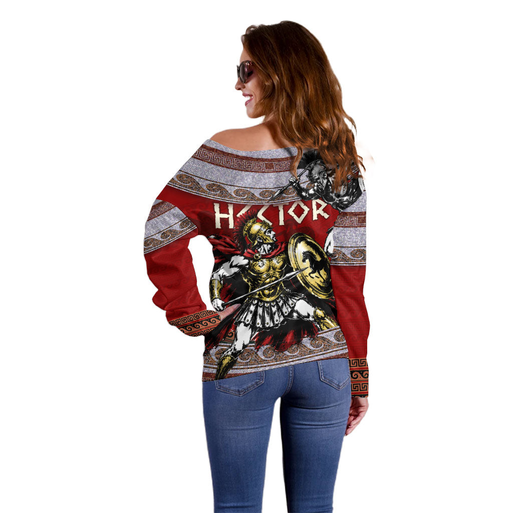 Hector Prince Of Troy Off Shoulder Sweater Ancient Greek Mythology Trojan Warrior