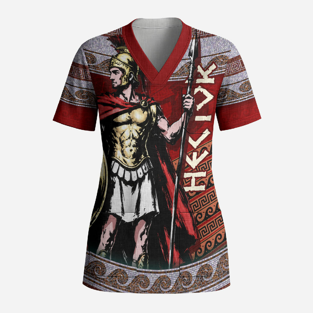 Hector Prince Of Troy Scrub Top Ancient Greek Mythology Trojan Warrior