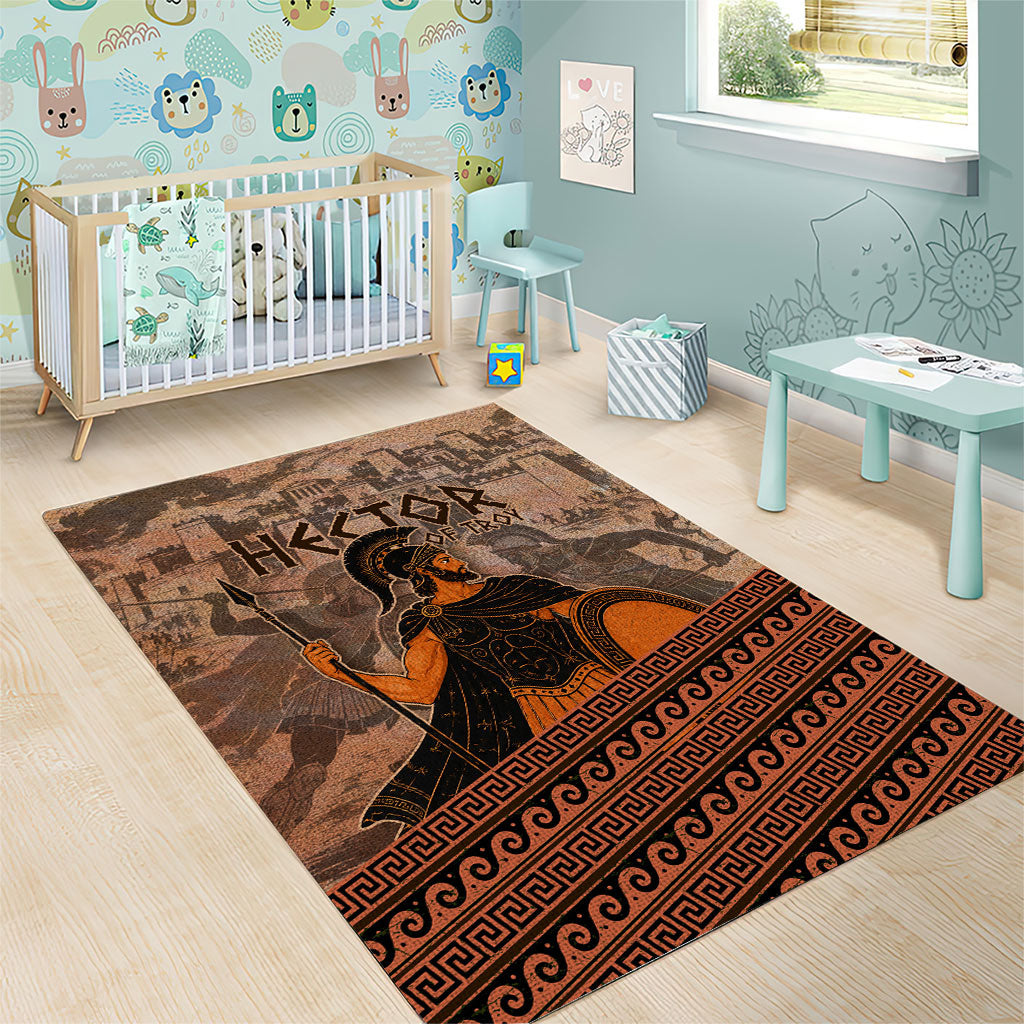 Hector Of Troy Area Rug Ancient Greek Mythology Pottery Trojan Warrior