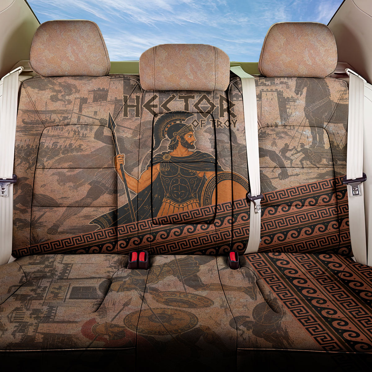 Hector Of Troy Back Car Seat Cover Ancient Greek Mythology Pottery Trojan Warrior