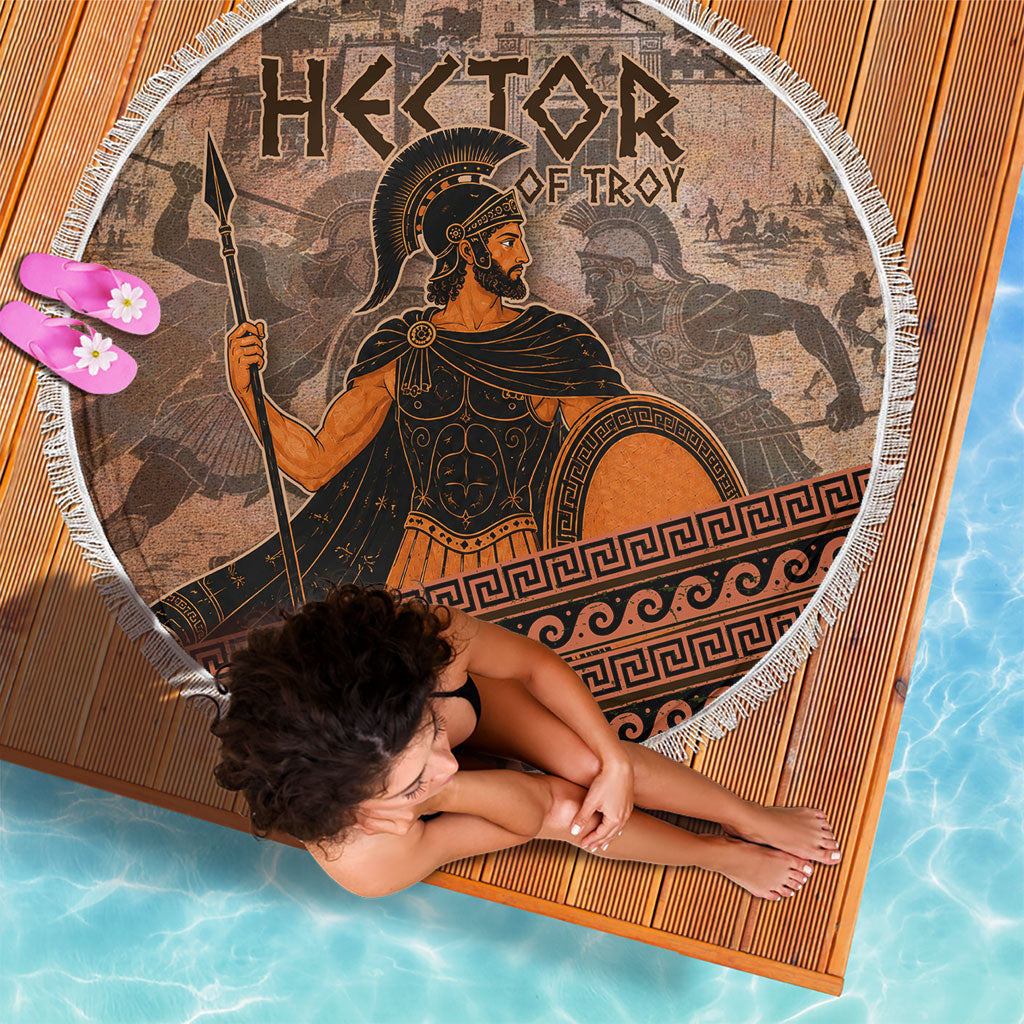 Hector Of Troy Beach Blanket Ancient Greek Mythology Pottery Trojan Warrior