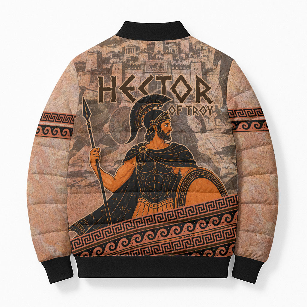 Hector Of Troy Bomber Puffer Jacket Ancient Greek Mythology Pottery Trojan Warrior
