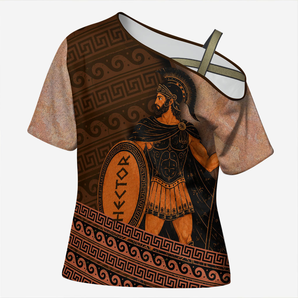 Hector Of Troy Cross Shoulder Shirt Ancient Greek Mythology Pottery Trojan Warrior