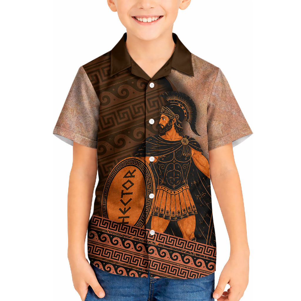 Hector Of Troy Kid Hawaiian Shirt Ancient Greek Mythology Pottery Trojan Warrior
