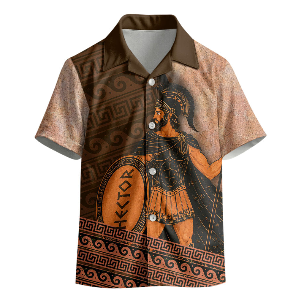 Hector Of Troy Kid Hawaiian Shirt Ancient Greek Mythology Pottery Trojan Warrior