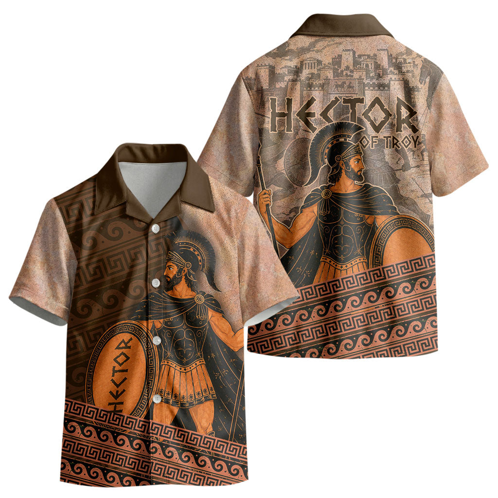 Hector Of Troy Kid Hawaiian Shirt Ancient Greek Mythology Pottery Trojan Warrior