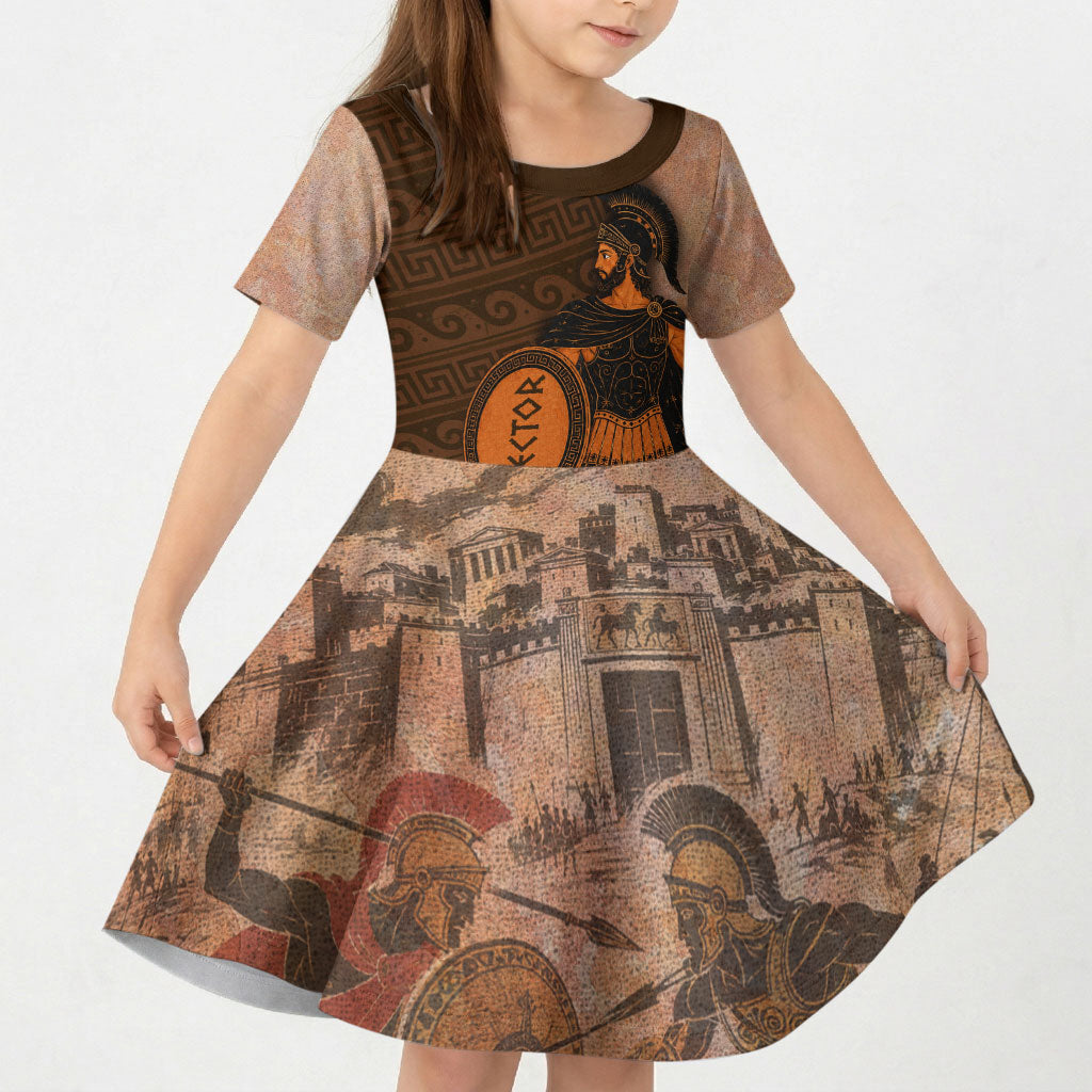 Hector Of Troy Kid Short Sleeve Dress Ancient Greek Mythology Pottery Trojan Warrior