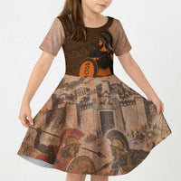 Hector Of Troy Kid Short Sleeve Dress Ancient Greek Mythology Pottery Trojan Warrior
