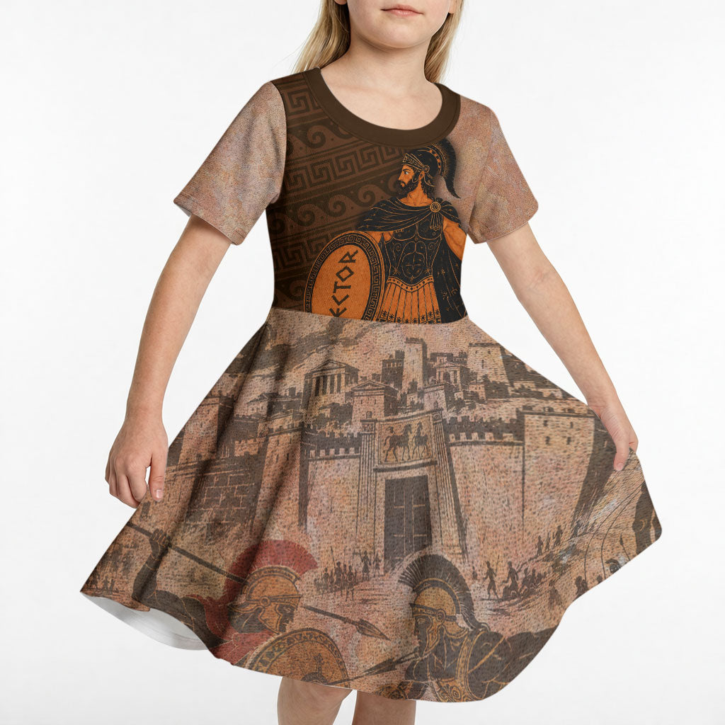 Hector Of Troy Kid Short Sleeve Dress Ancient Greek Mythology Pottery Trojan Warrior