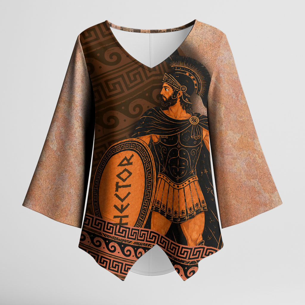 Hector Of Troy Kimono Sleeve Blouse Ancient Greek Mythology Pottery Trojan Warrior