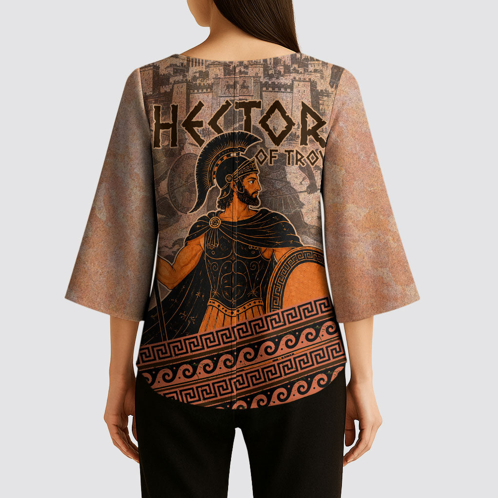 Hector Of Troy Kimono Sleeve Blouse Ancient Greek Mythology Pottery Trojan Warrior