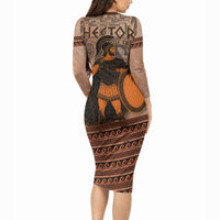 Hector Of Troy Long Sleeve Bodycon Dress Ancient Greek Mythology Pottery Trojan Warrior