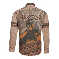 Hector Of Troy Long Sleeve Button Shirt Ancient Greek Mythology Pottery Trojan Warrior