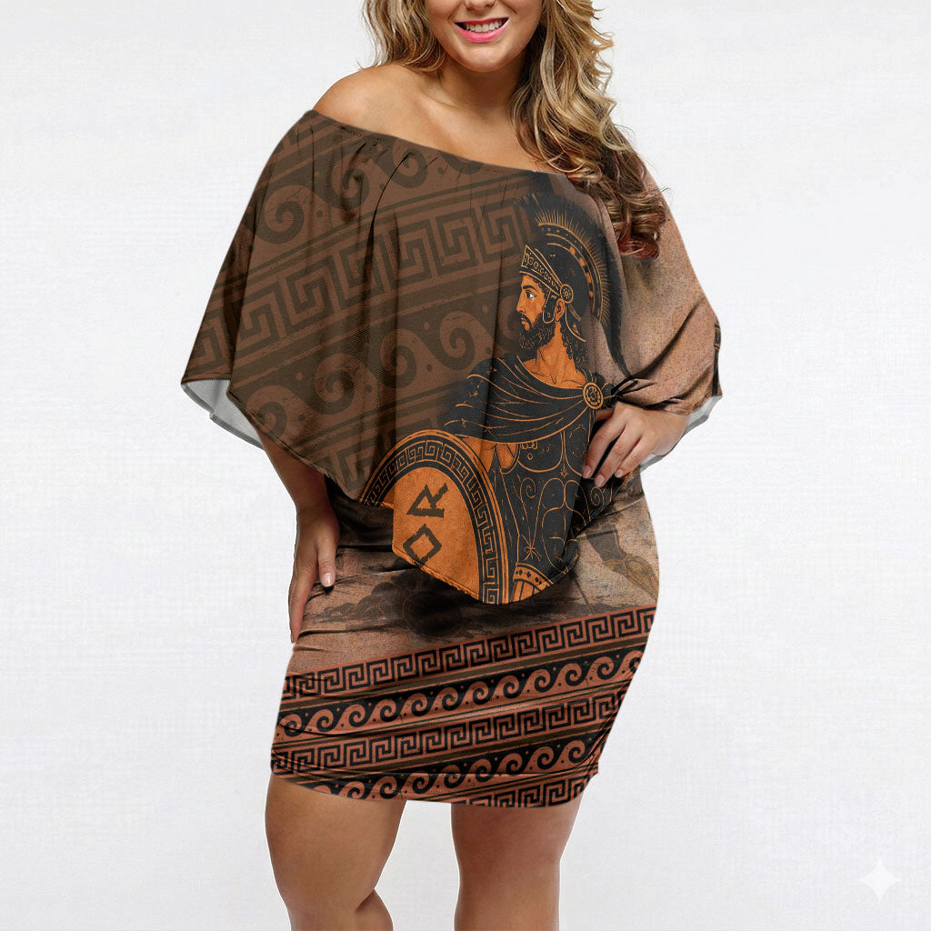 Hector Of Troy Off Shoulder Short Dress Ancient Greek Mythology Pottery Trojan Warrior