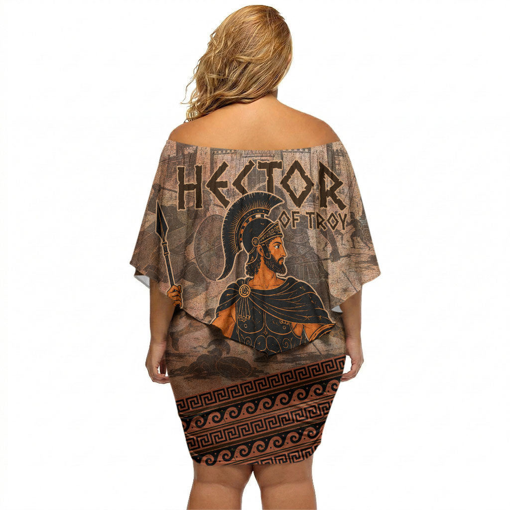 Hector Of Troy Off Shoulder Short Dress Ancient Greek Mythology Pottery Trojan Warrior