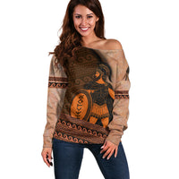 Hector Of Troy Off Shoulder Sweater Ancient Greek Mythology Pottery Trojan Warrior