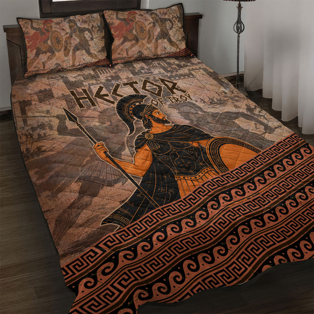 Hector Of Troy Quilt Bed Set Ancient Greek Mythology Pottery Trojan Warrior