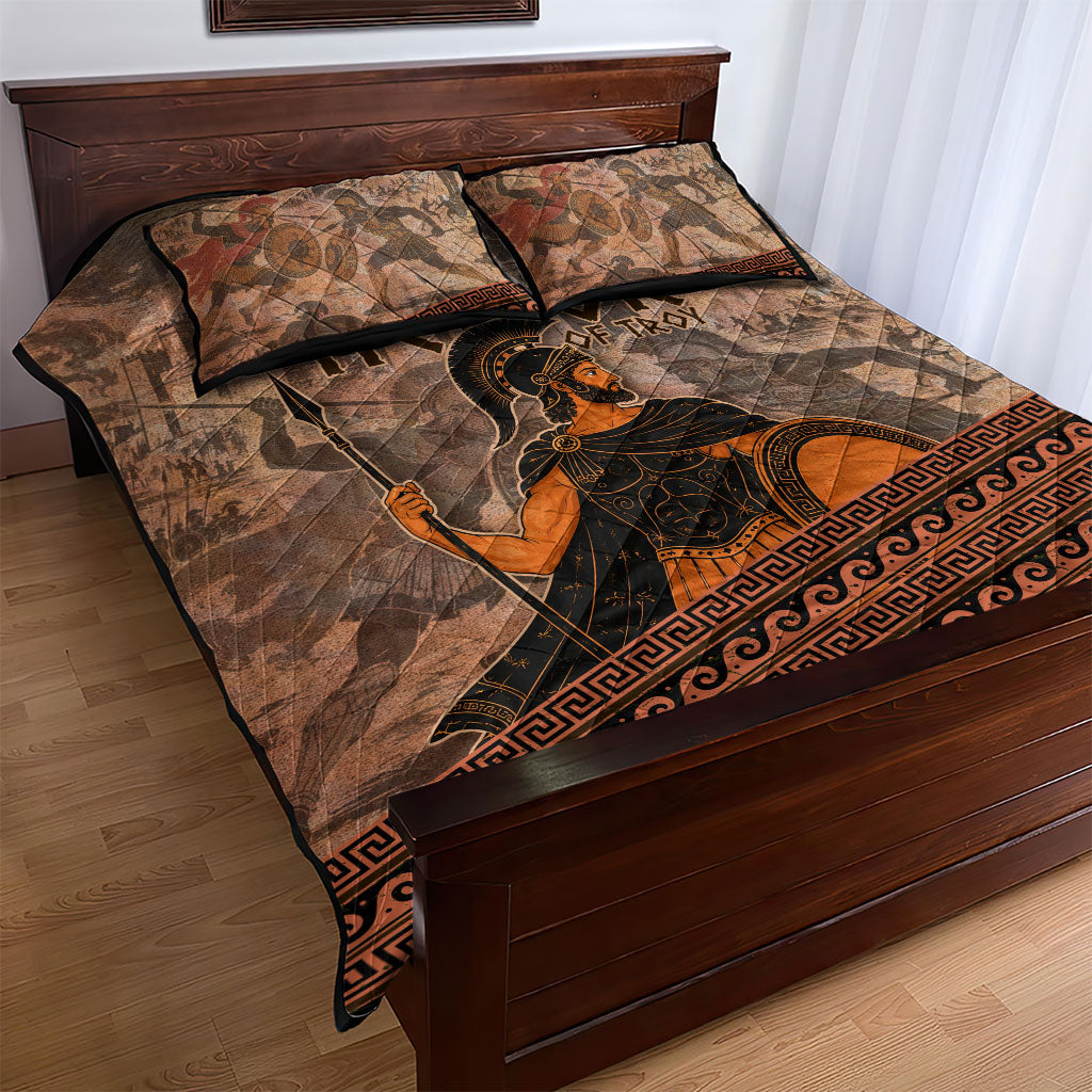 Hector Of Troy Quilt Bed Set Ancient Greek Mythology Pottery Trojan Warrior