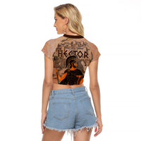 Hector Of Troy Raglan Cropped T Shirt Ancient Greek Mythology Pottery Trojan Warrior