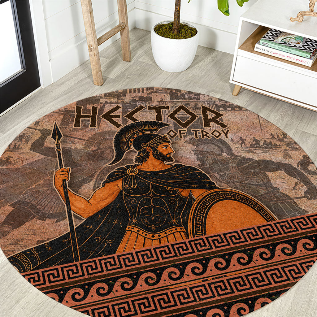 Hector Of Troy Round Carpet Ancient Greek Mythology Pottery Trojan Warrior