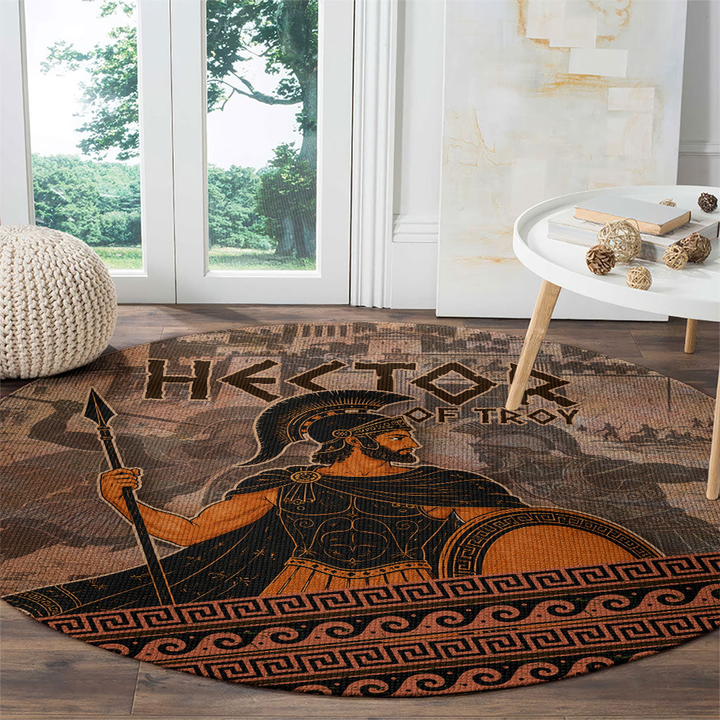Hector Of Troy Round Carpet Ancient Greek Mythology Pottery Trojan Warrior