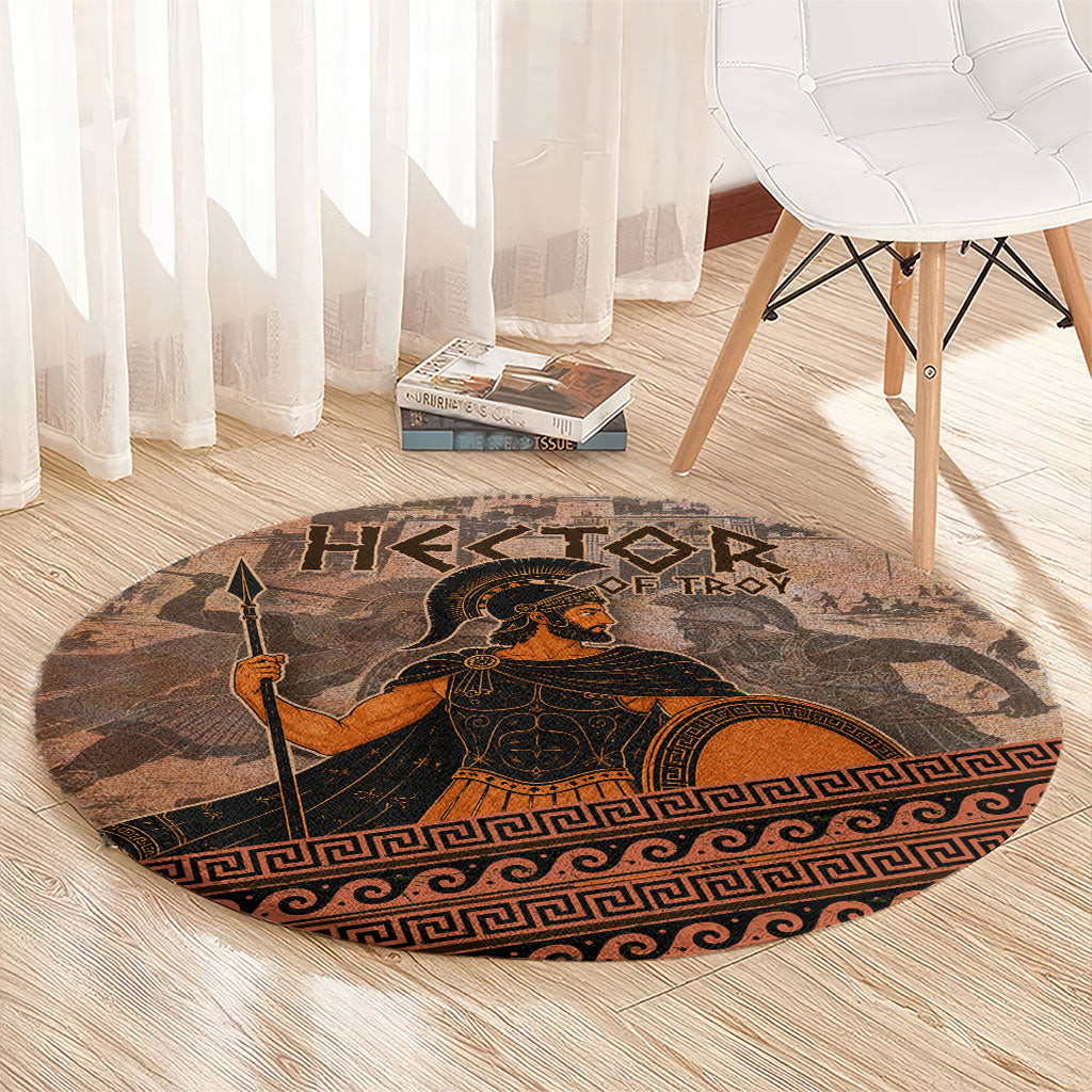 Hector Of Troy Round Carpet Ancient Greek Mythology Pottery Trojan Warrior