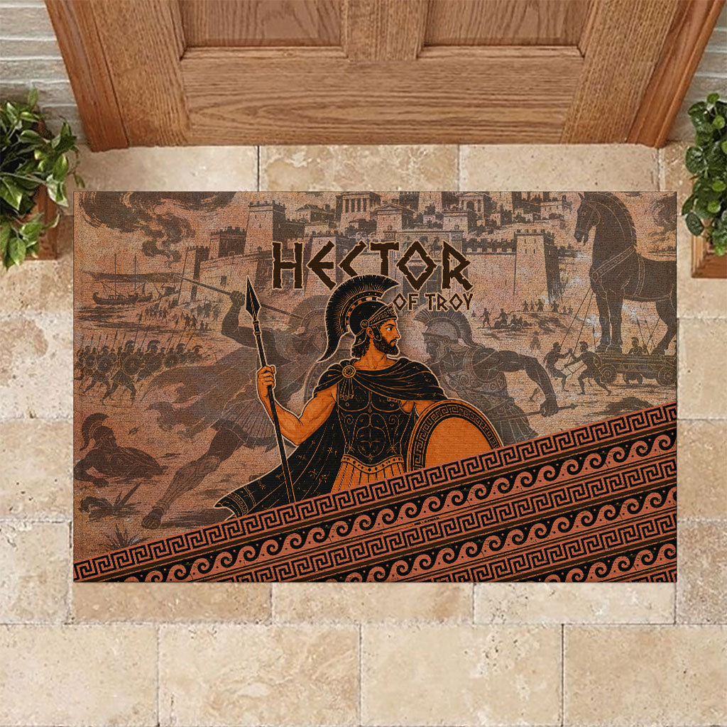 Hector Of Troy Rubber Doormat Ancient Greek Mythology Pottery Trojan Warrior