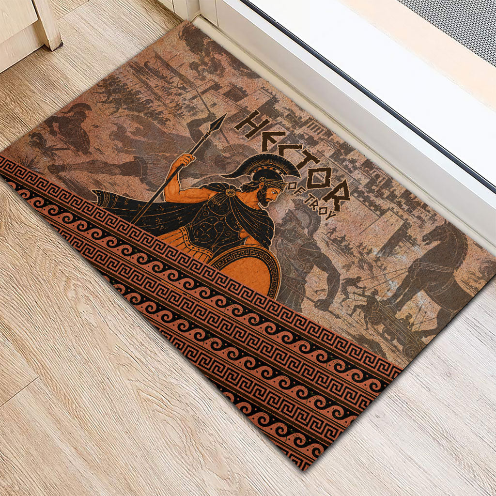 Hector Of Troy Rubber Doormat Ancient Greek Mythology Pottery Trojan Warrior