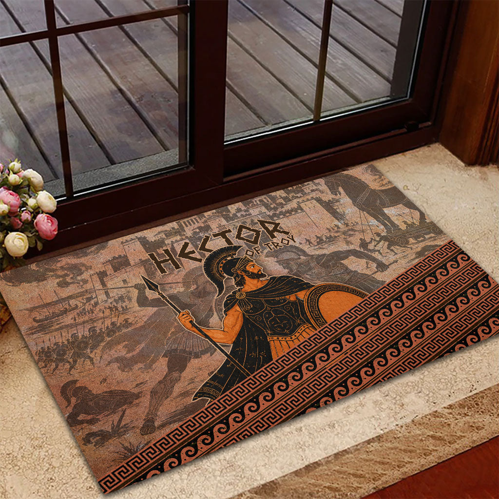 Hector Of Troy Rubber Doormat Ancient Greek Mythology Pottery Trojan Warrior