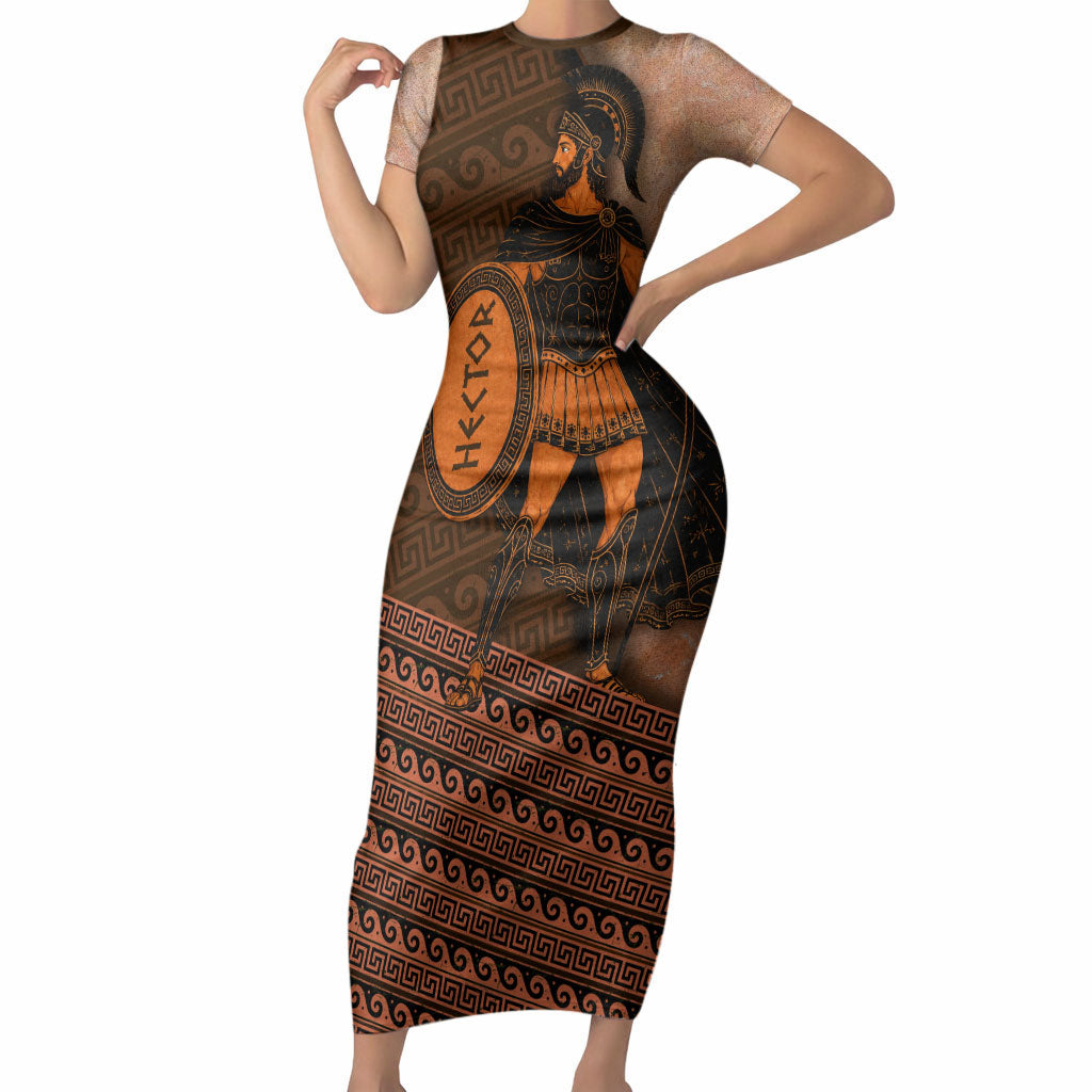 Hector Of Troy Short Sleeve Bodycon Dress Ancient Greek Mythology Pottery Trojan Warrior