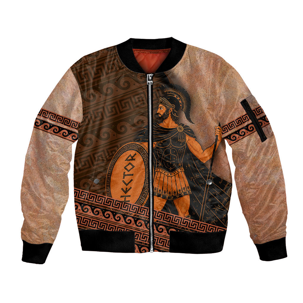 Hector Of Troy Sleeve Zip Bomber Jacket Ancient Greek Mythology Pottery Trojan Warrior