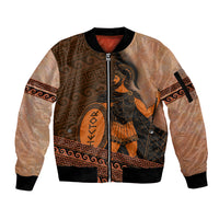 Hector Of Troy Sleeve Zip Bomber Jacket Ancient Greek Mythology Pottery Trojan Warrior