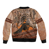 Hector Of Troy Sleeve Zip Bomber Jacket Ancient Greek Mythology Pottery Trojan Warrior