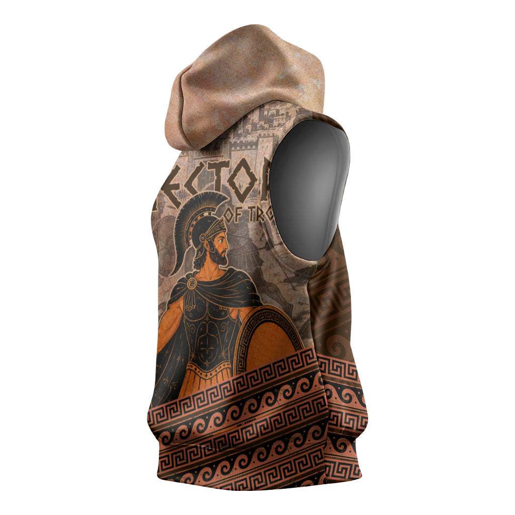 Hector Of Troy Sleeveless Hoodie Ancient Greek Mythology Pottery Trojan Warrior