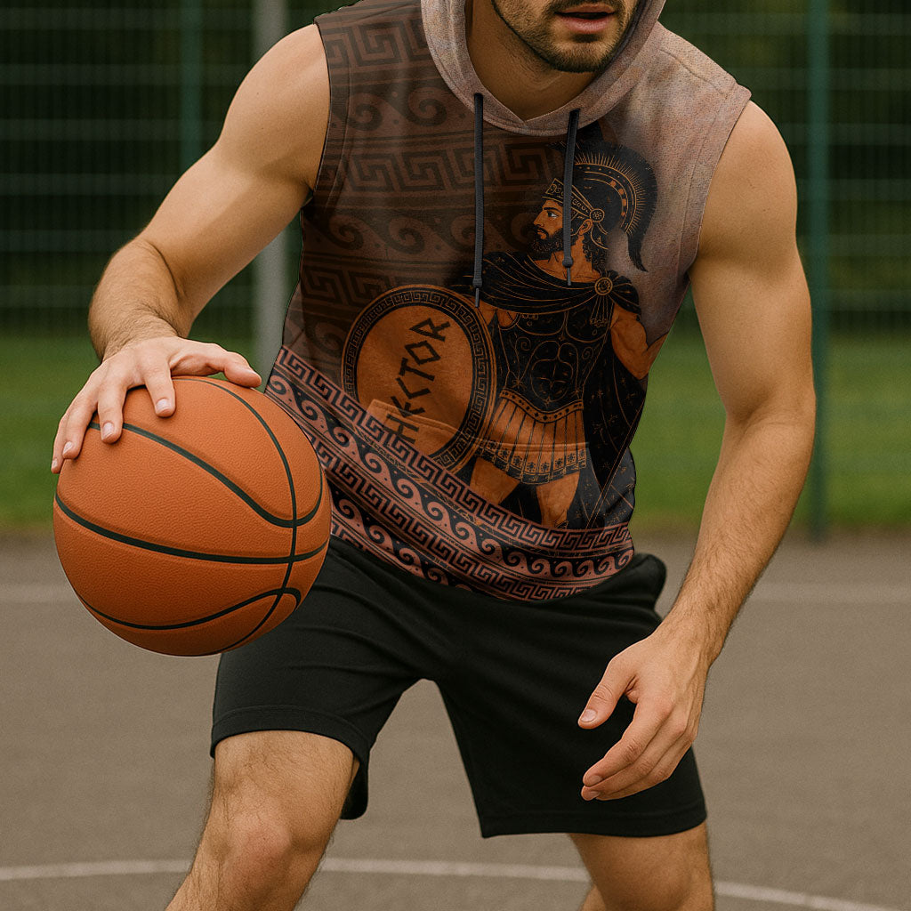 Hector Of Troy Sleeveless Hoodie Ancient Greek Mythology Pottery Trojan Warrior