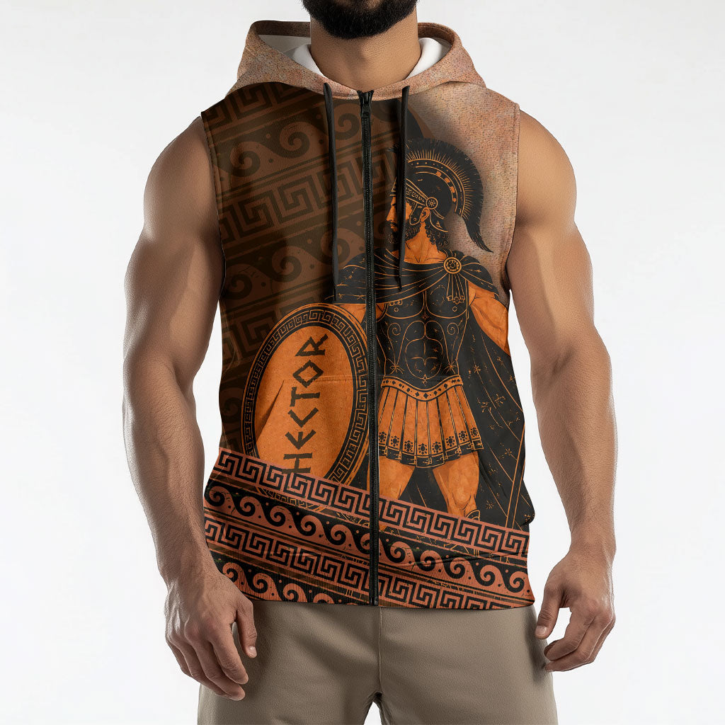 Hector Of Troy Sleeveless Zip Hoodie Ancient Greek Mythology Pottery Trojan Warrior