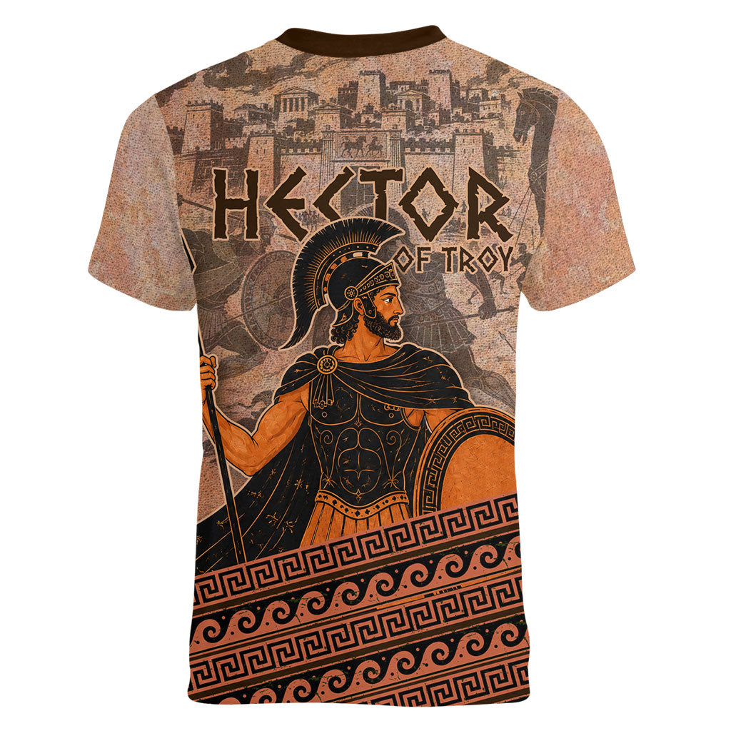 Hector Of Troy Women V-Neck T-Shirt Ancient Greek Mythology Pottery Trojan Warrior