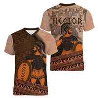 Hector Of Troy Women V-Neck T-Shirt Ancient Greek Mythology Pottery Trojan Warrior