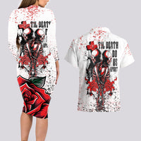 Skeleton Love Couples Matching Long Sleeve Bodycon Dress and Hawaiian Shirt Til Death Do Us Apart - Wonder Print Shop