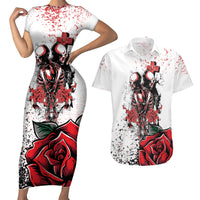 Skeleton Love Couples Matching Short Sleeve Bodycon Dress and Hawaiian Shirt Til Death Do Us Apart - Wonder Print Shop