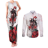 Skeleton Love Couples Matching Tank Maxi Dress and Long Sleeve Button Shirts Til Death Do Us Apart - Wonder Print Shop