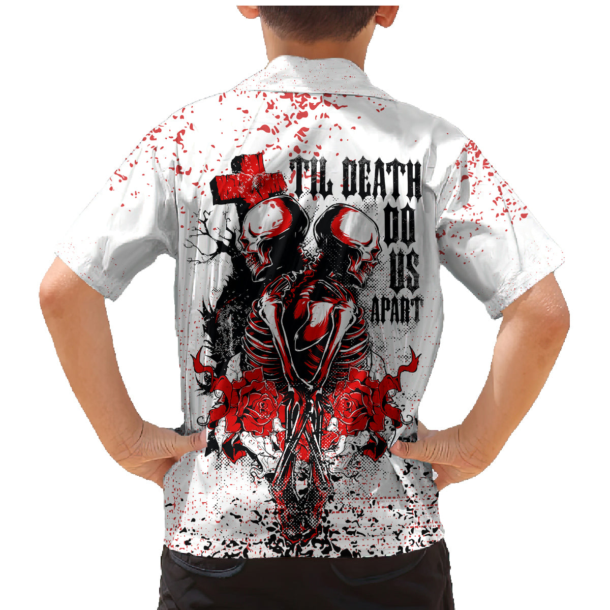 Skeleton Love Family Matching Mermaid Dress and Hawaiian Shirt Til Death Do Us Apart - Wonder Print Shop