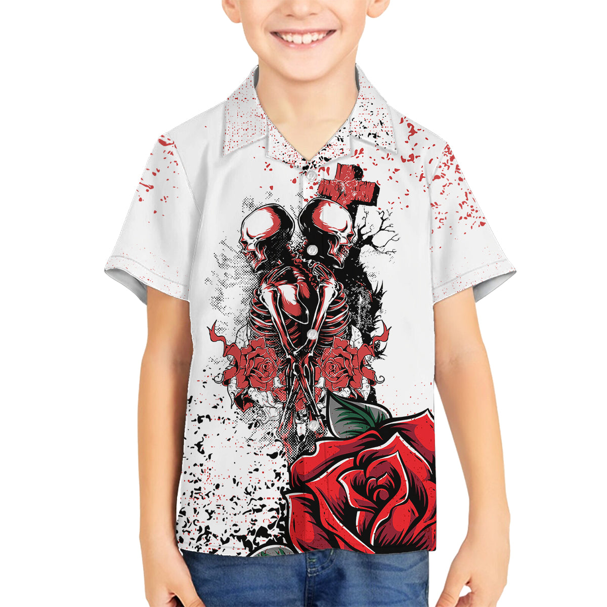 Skeleton Love Family Matching Off Shoulder Long Sleeve Dress and Hawaiian Shirt Til Death Do Us Apart - Wonder Print Shop