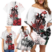 Skeleton Love Family Matching Off Shoulder Short Dress and Hawaiian Shirt Til Death Do Us Apart - Wonder Print Shop