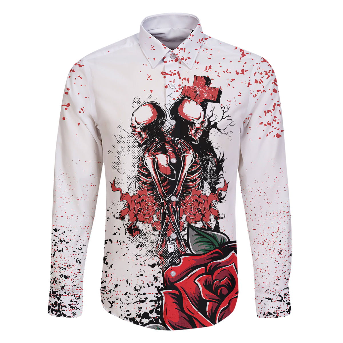 Skeleton Love Family Matching Short Sleeve Bodycon Dress and Hawaiian Shirt Til Death Do Us Apart - Wonder Print Shop