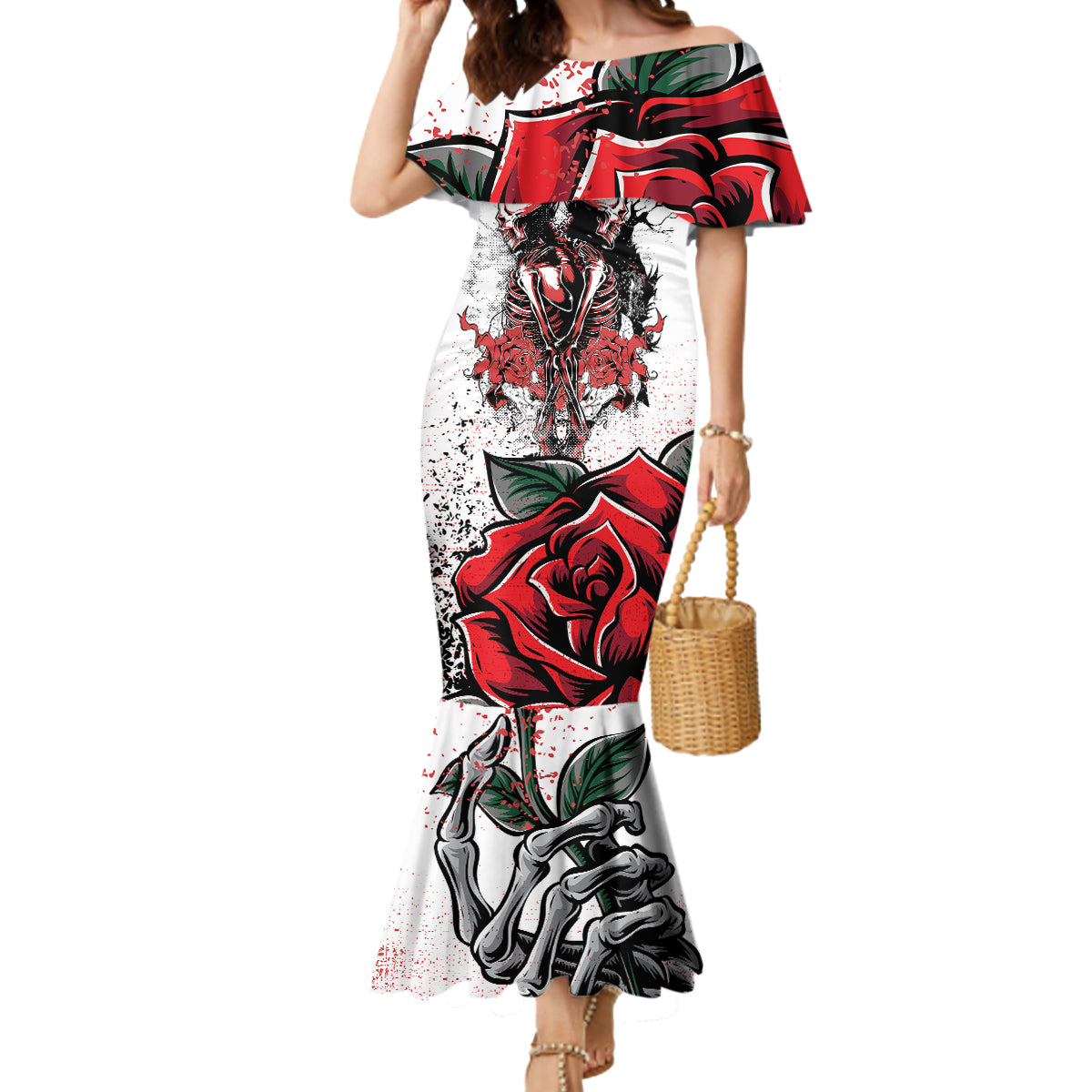 Skeleton Love Mermaid Dress Til Death Do Us Apart - Wonder Print Shop
