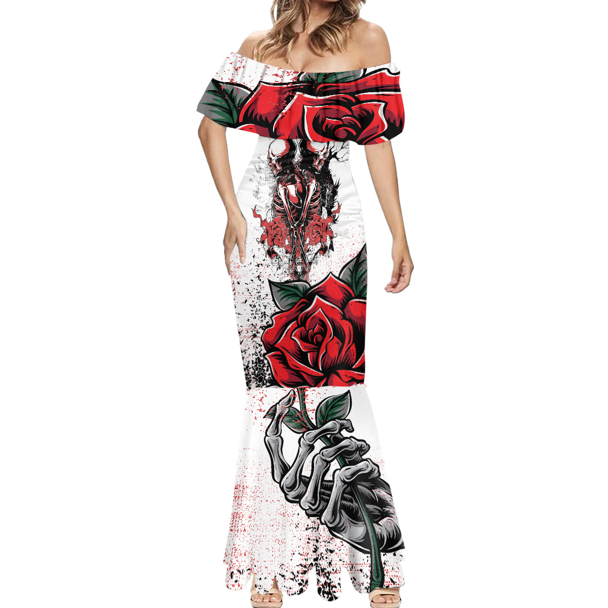 Skeleton Love Mermaid Dress Til Death Do Us Apart - Wonder Print Shop